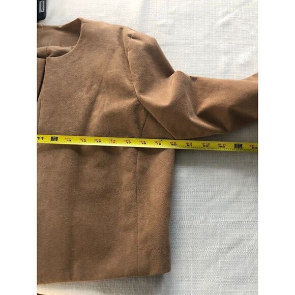 Vintage Homemade Skirt Suit Womens Sz M 2Pc Set Jacket & Skirt Camel Faux Suede* - Picture 12 of 15